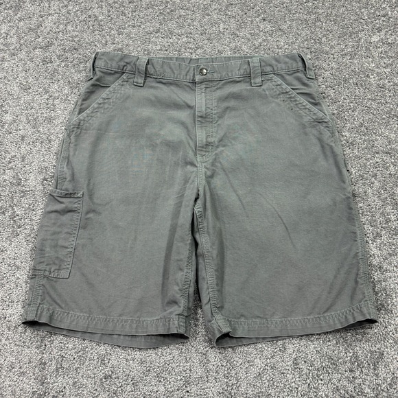 Carhartt Shorts Mens 38 Gray Carpenter Loose Fit Canvas Workwear Pockets Outdoor - Picture 2 of 10